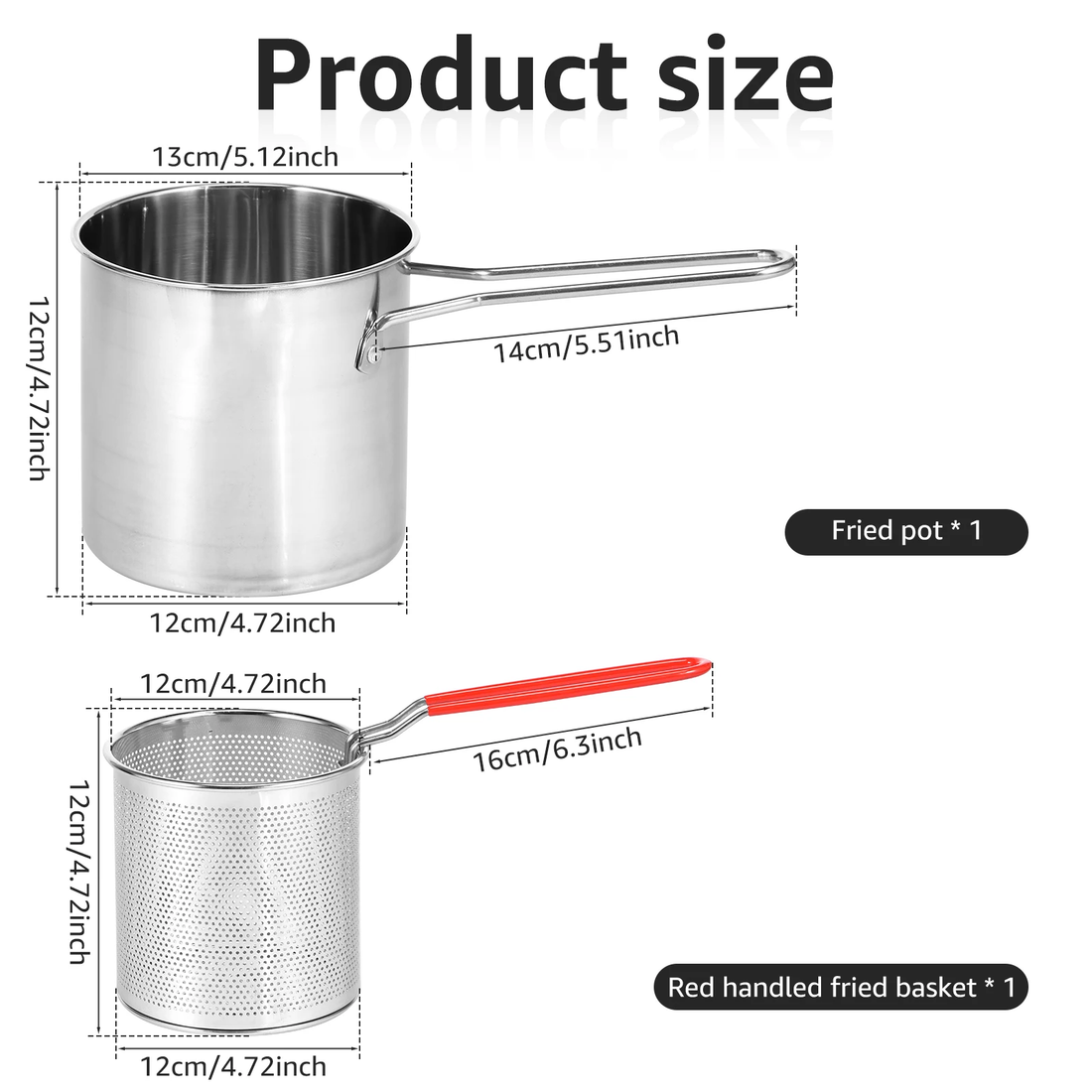 Stainless Steel Deep Fryer Pot with Strainer Basket and Thermometer