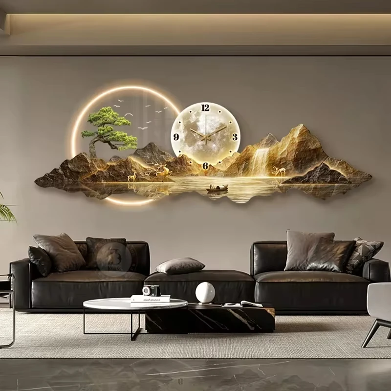 Luxury Minimalist LED Wall Clock for Living Room Home Decor