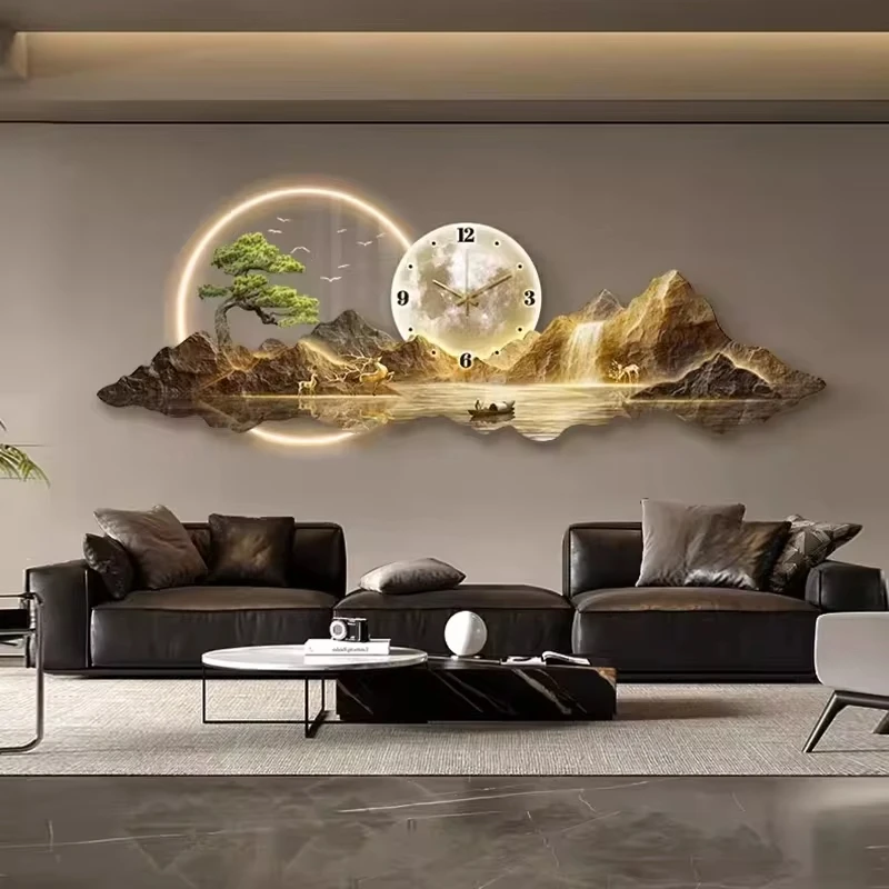 Luxury Minimalist LED Wall Clock for Living Room Home Decor