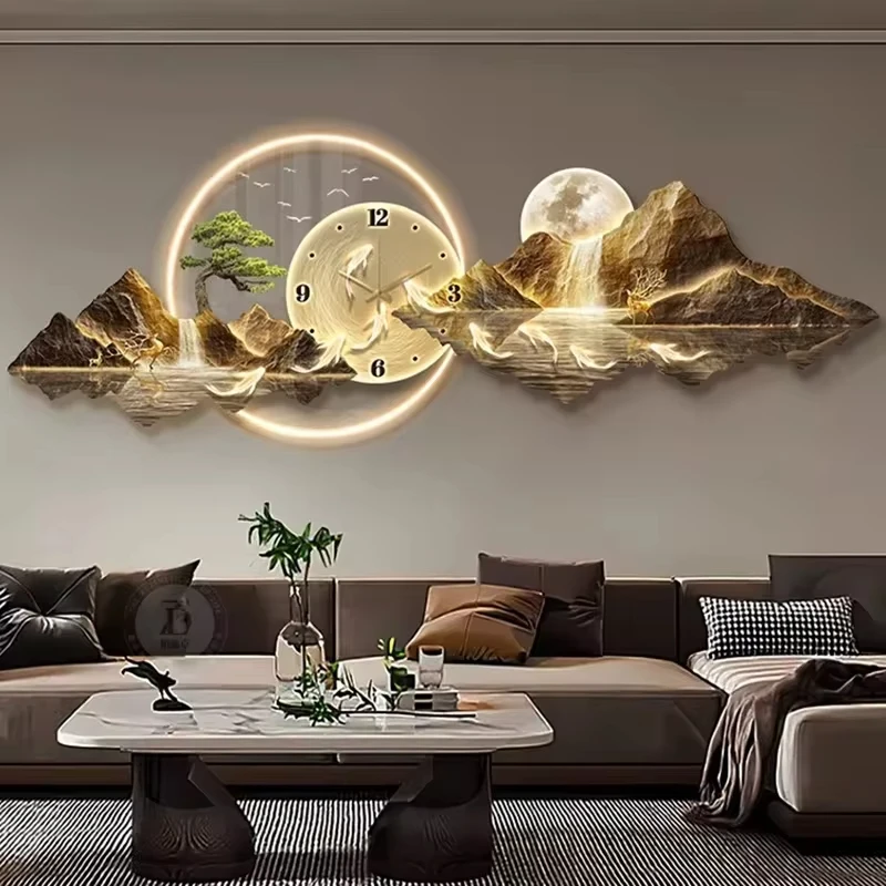 Luxury Minimalist LED Wall Clock for Living Room Home Decor