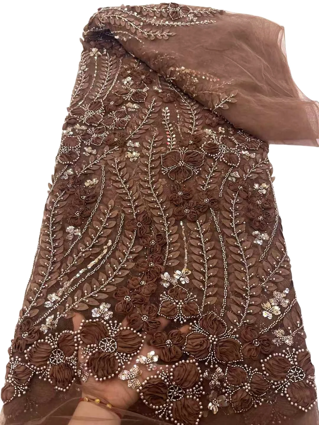 Elegant Austria Chiffon Mesh Lace with Stones for Wedding Evening Dress NN2798_R