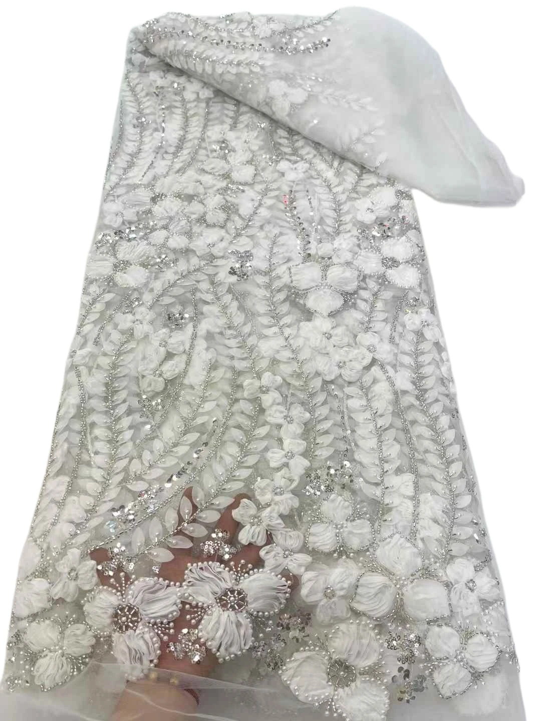 Elegant Austria Chiffon Mesh Lace with Stones for Wedding Evening Dress NN2798_R