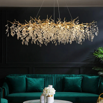 Elegant Gold Crystal LED Chandelier for Living and Dining Room Lighting