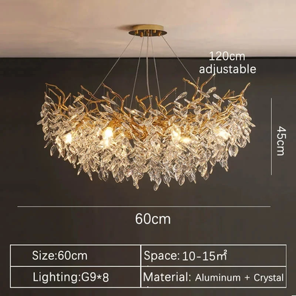 Elegant Gold Crystal LED Chandelier for Living and Dining Room Lighting