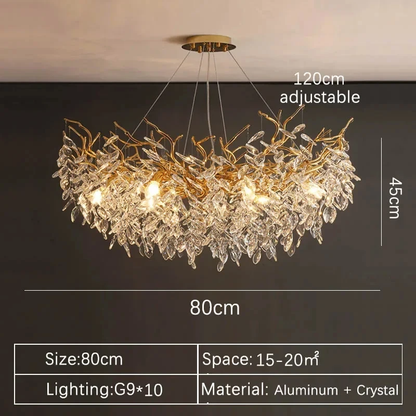 Elegant Gold Crystal LED Chandelier for Living and Dining Room Lighting