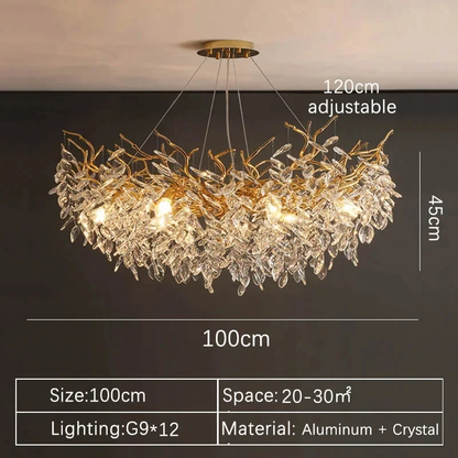 Elegant Gold Crystal LED Chandelier for Living and Dining Room Lighting