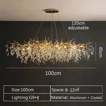 Elegant Gold Crystal LED Chandelier for Living and Dining Room Lighting