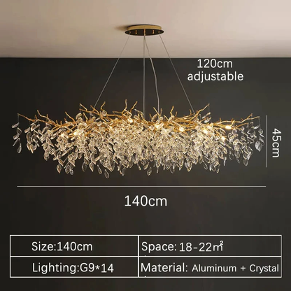 Elegant Gold Crystal LED Chandelier for Living and Dining Room Lighting