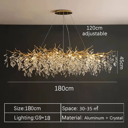 Elegant Gold Crystal LED Chandelier for Living and Dining Room Lighting