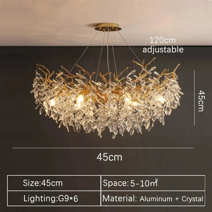 Elegant Gold Crystal LED Chandelier for Living and Dining Room Lighting