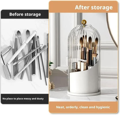 360° Rotating Concealed Toothbrush and Makeup Brush Holder with Sliding Lid