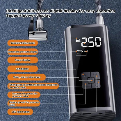Electric Air Compressor Portable Tire Inflator Digital Automobiles Tire Pump LED
