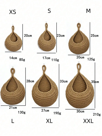 Bohemian Woven Teardrop Hanging Basket for Plants, Fruits, and Vegetables