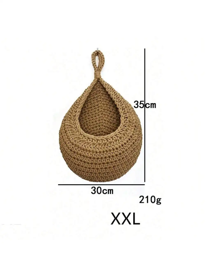 Bohemian Woven Teardrop Hanging Basket for Plants, Fruits, and Vegetables