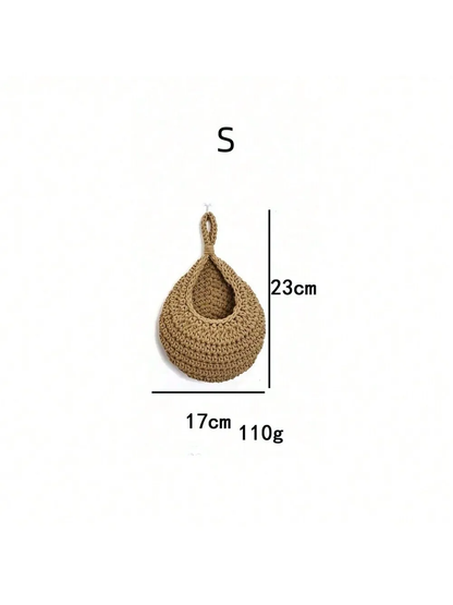 Bohemian Woven Teardrop Hanging Basket for Plants, Fruits, and Vegetables