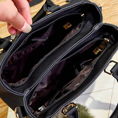 Large Capacity Leather Messenger Handbag Fashion Women&
