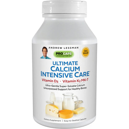 ANDREW LESSMAN Ultimate Calcium Intensive Care with Vitamin D3 &amp; K2 MK7-120 mcg - 720 Capsules - Bone and Skeleton Health Essentials. Gentle Easy to Swallow Super Soluble. No Additives