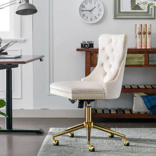 Swivel Velvet Tufted Button Office Chair