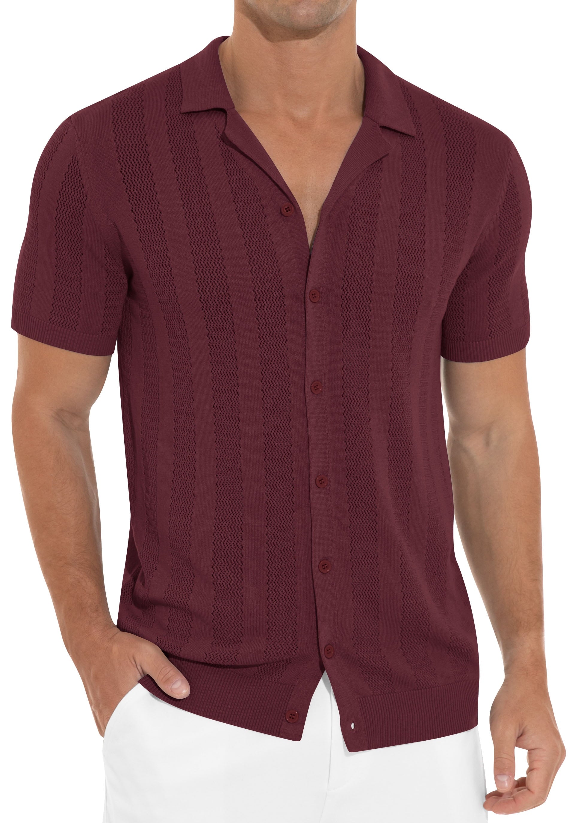 Mens Casual Button down Shirt Summer Short Sleeve Cuban Vacation Beach Shirts