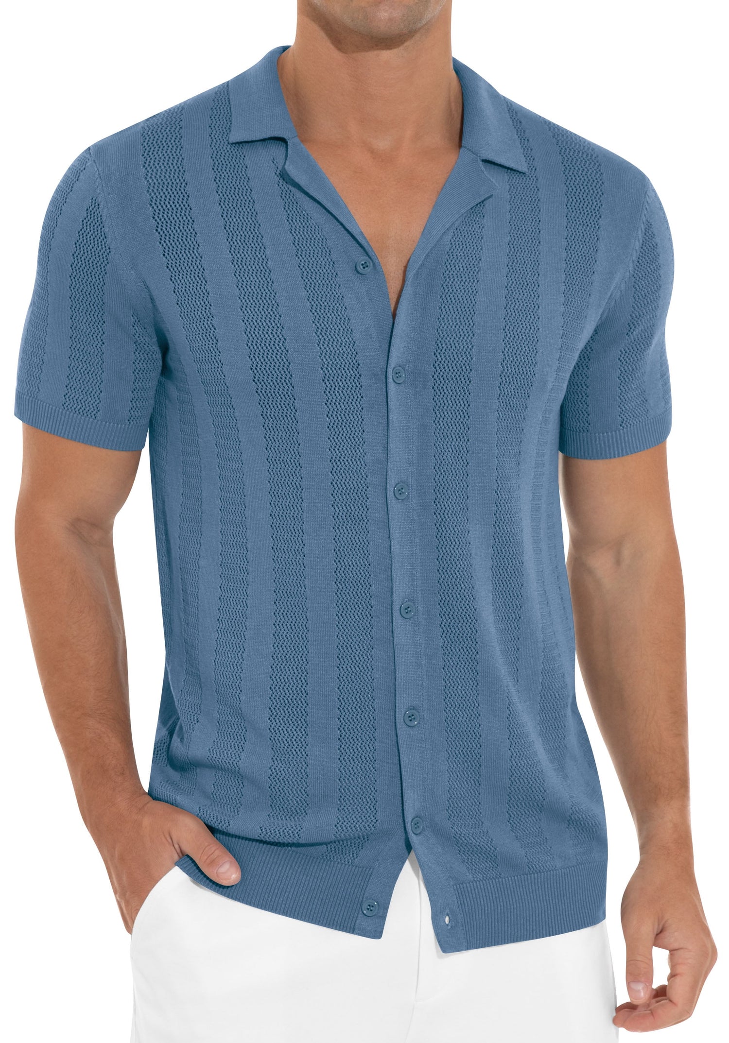 Mens Casual Button down Shirt Summer Short Sleeve Cuban Vacation Beach Shirts