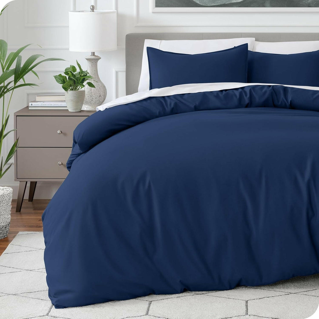 Bedding Duvet Cover Queen Size - Premium 1800 Super Soft Duvet Covers Collection - Lightweight, Cooling Duvet Cover - Soft Breathable Bedding (Queen, Dark Blue)
