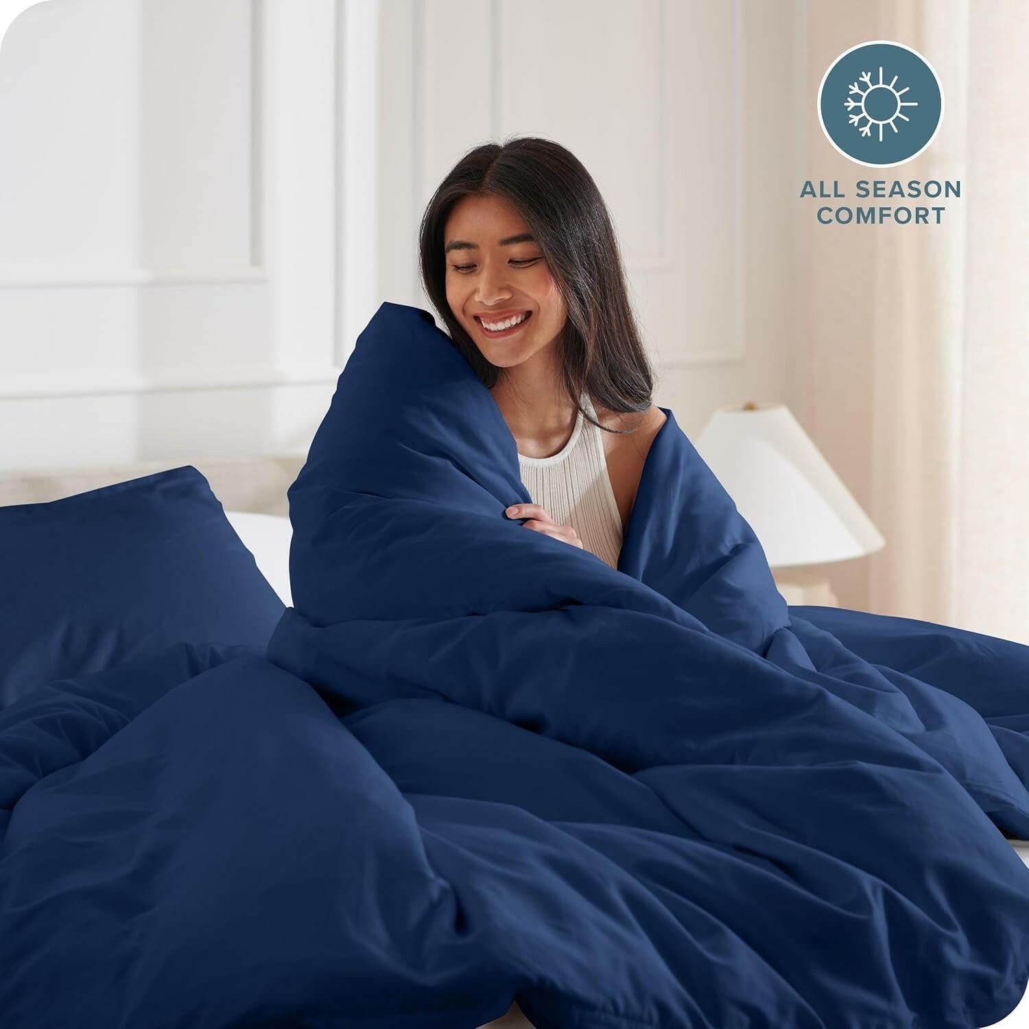 Bedding Duvet Cover Queen Size - Premium 1800 Super Soft Duvet Covers Collection - Lightweight, Cooling Duvet Cover - Soft Breathable Bedding (Queen, Dark Blue)