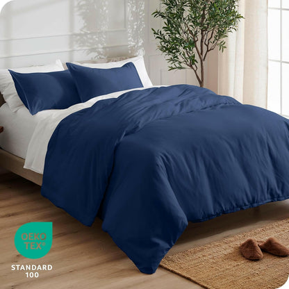 Bedding Duvet Cover Queen Size - Premium 1800 Super Soft Duvet Covers Collection - Lightweight, Cooling Duvet Cover - Soft Breathable Bedding (Queen, Dark Blue)