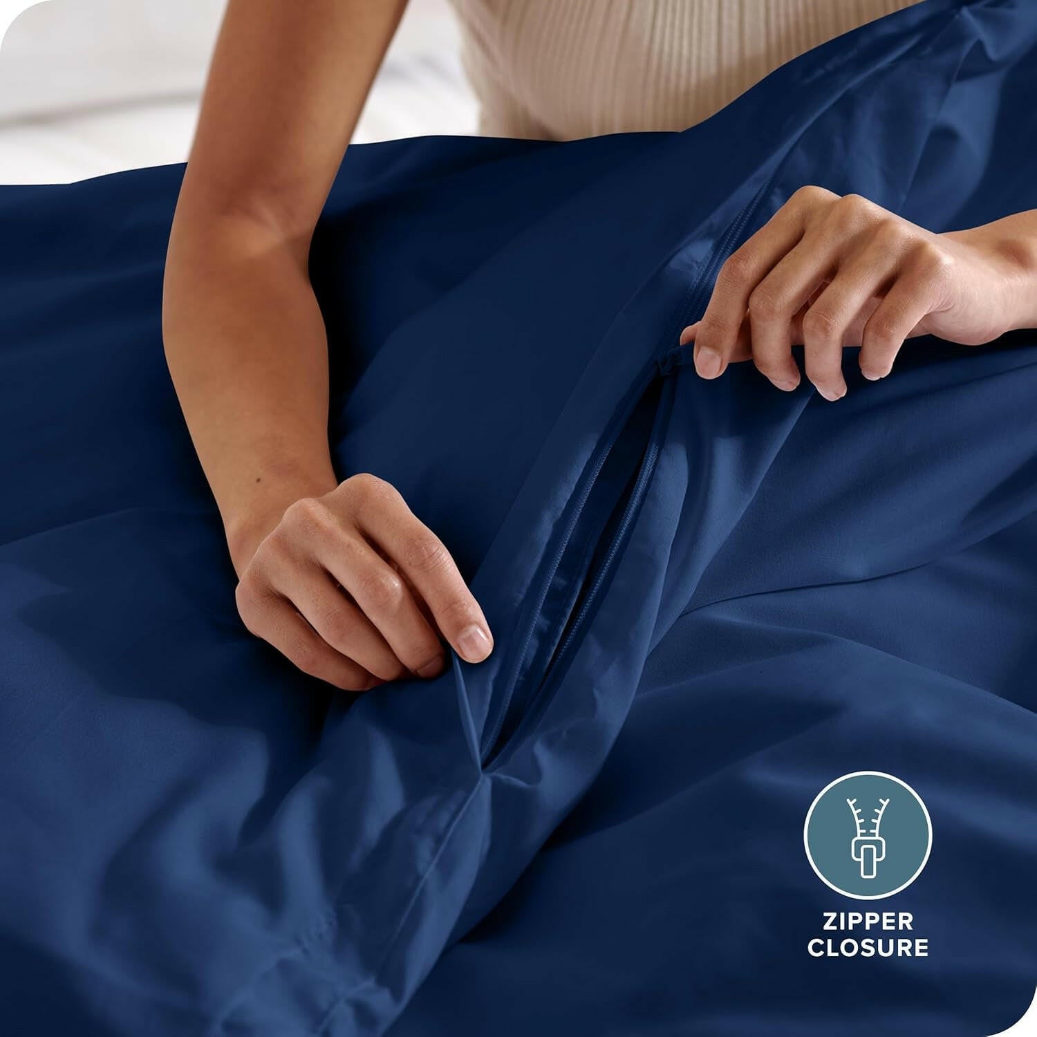 Bedding Duvet Cover Queen Size - Premium 1800 Super Soft Duvet Covers Collection - Lightweight, Cooling Duvet Cover - Soft Breathable Bedding (Queen, Dark Blue)