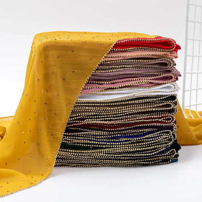 Elevate Your Fashion with Our Luxurious Gold Chiffon Head Scarf: Soft, Versatile, and Ideal for Every Occasion