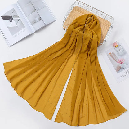 Elevate Your Fashion with Our Luxurious Gold Chiffon Head Scarf: Soft, Versatile, and Ideal for Every Occasion