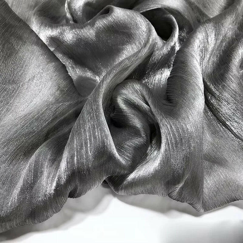 Transparent Glossy Silky Organza Fabric, See through Shimmer Sheer Fabric, Shiny Crepe Fabric by the Meter