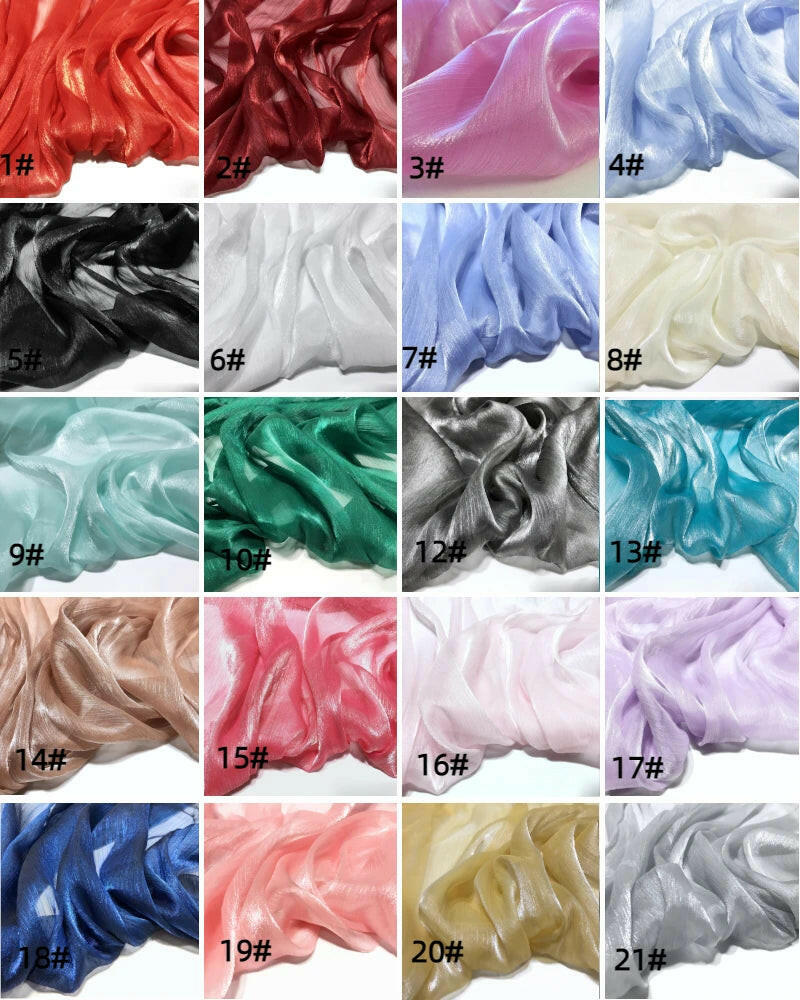 Transparent Glossy Silky Organza Fabric, See through Shimmer Sheer Fabric, Shiny Crepe Fabric by the Meter