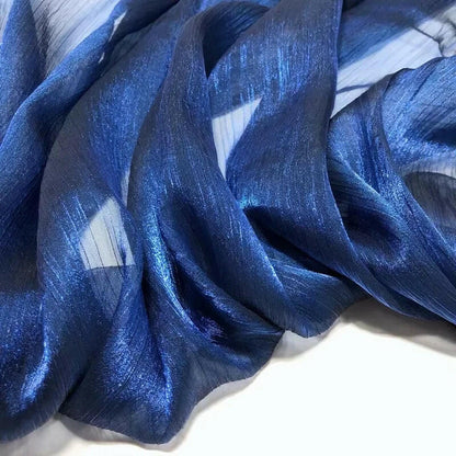 Transparent Glossy Silky Organza Fabric, See through Shimmer Sheer Fabric, Shiny Crepe Fabric by the Meter