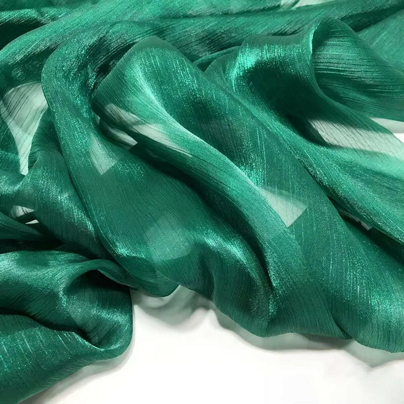 Transparent Glossy Silky Organza Fabric, See through Shimmer Sheer Fabric, Shiny Crepe Fabric by the Meter