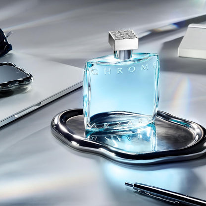 Azzaro Chrome Eau De Toilette - Fresh Aquatic Mens Cologne - Citrus, Woody, Musky Fragrance -Fresh tes of Bergamot - Everyday Wear - Classic Summer Beach Scent - Luxury Perfumes for Men
