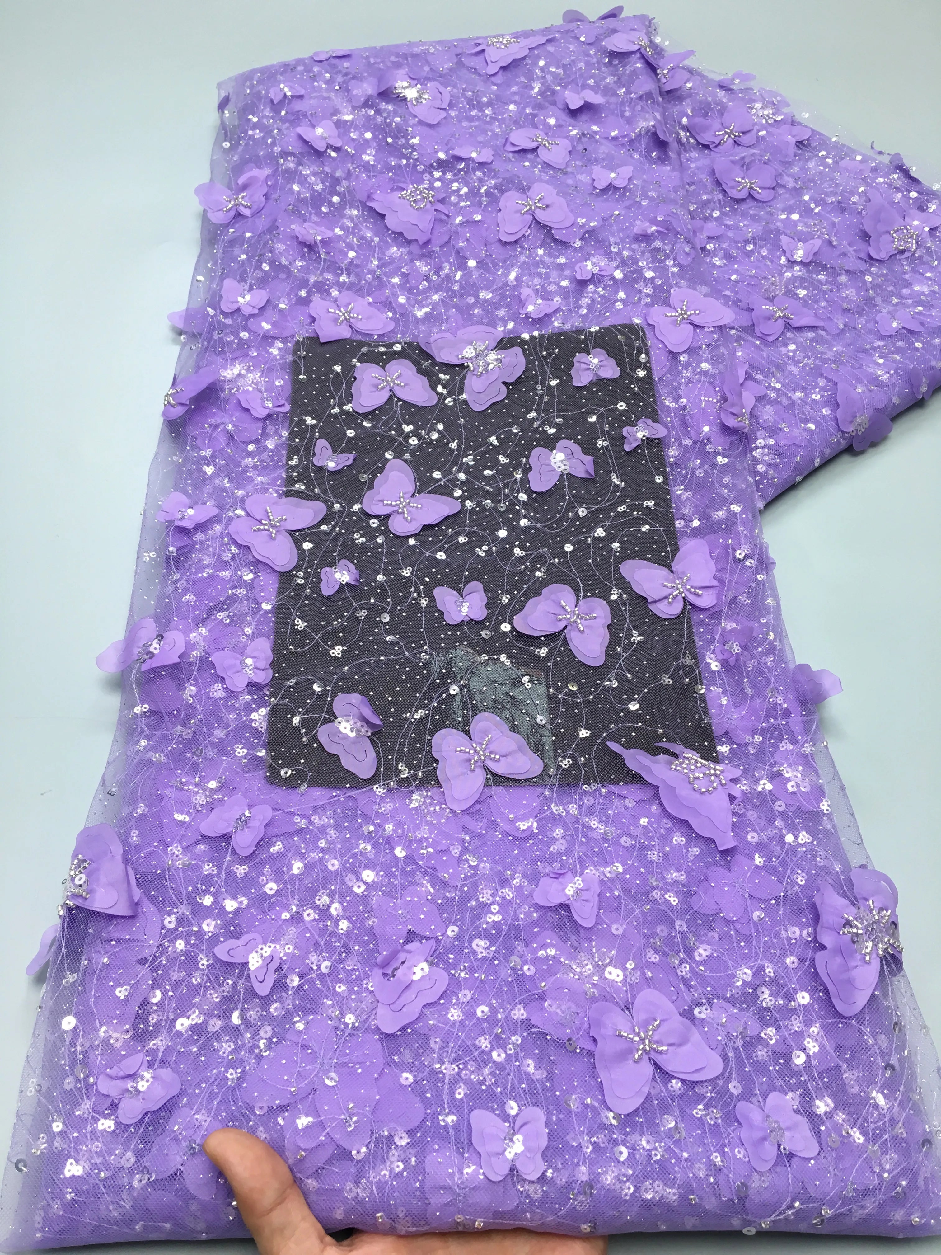 Exquisite African Tulle Lace Fabric - 5 Yards of Premium Nigerian French Mesh Silk for Elegant Women’s Party and Wedding Dresses