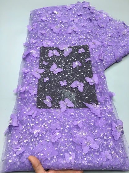 Exquisite African Tulle Lace Fabric - 5 Yards of Premium Nigerian French Mesh Silk for Elegant Women’s Party and Wedding Dresses