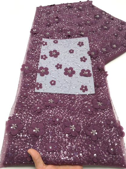 Exquisite African Tulle Lace Fabric - 5 Yards of Premium Nigerian French Mesh Silk for Elegant Women’s Party and Wedding Dresses