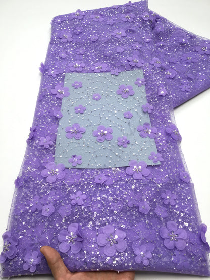 Exquisite African Tulle Lace Fabric - 5 Yards of Premium Nigerian French Mesh Silk for Elegant Women’s Party and Wedding Dresses