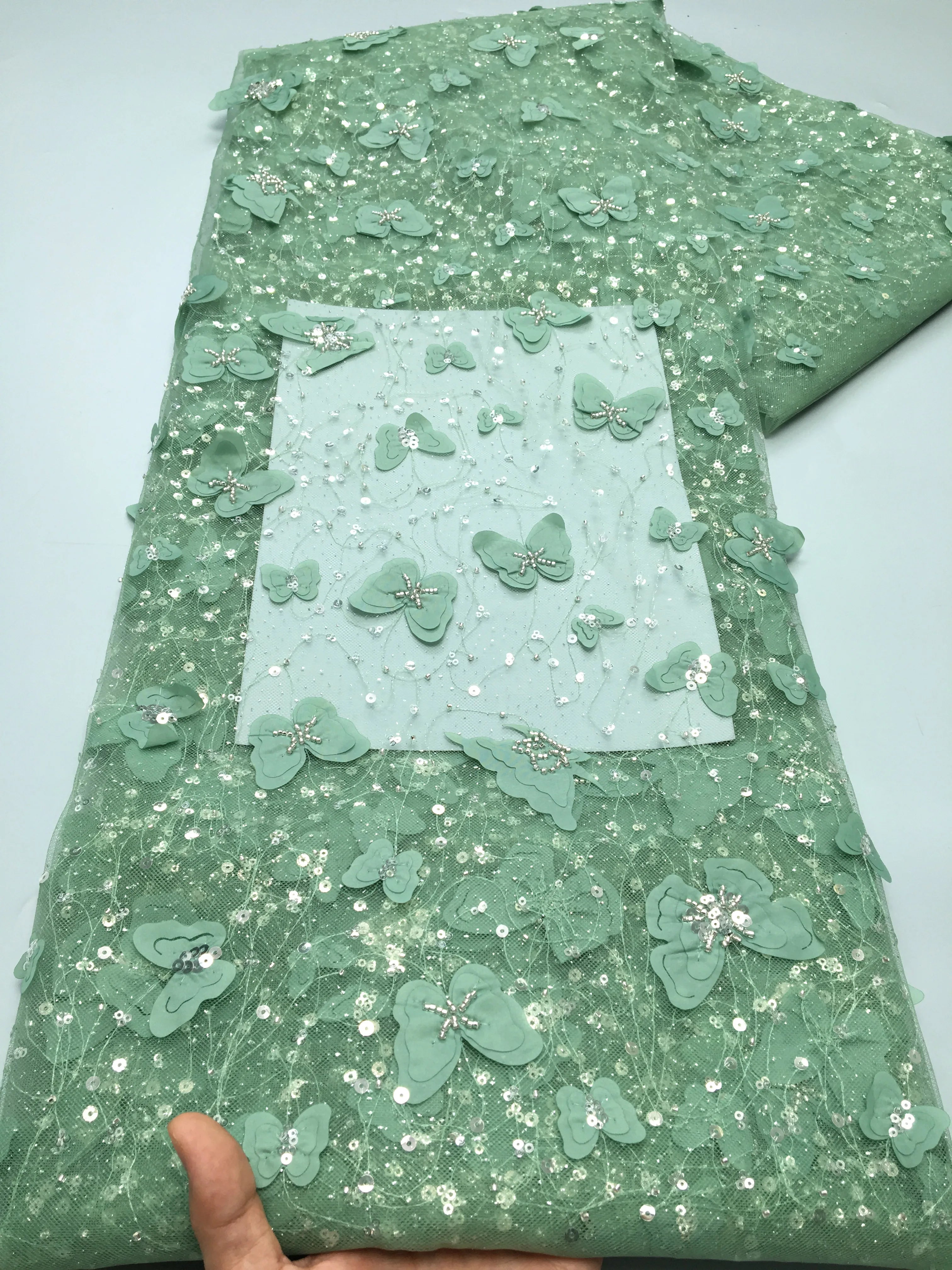 Exquisite African Tulle Lace Fabric - 5 Yards of Premium Nigerian French Mesh Silk for Elegant Women’s Party and Wedding Dresses
