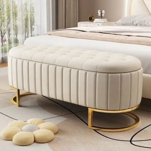 Chic Velvet Tufted Ottoman Bench - Mohammad collection