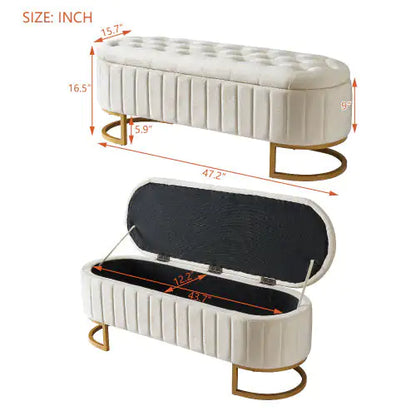 Chic Velvet Tufted Ottoman Bench - Mohammad collection