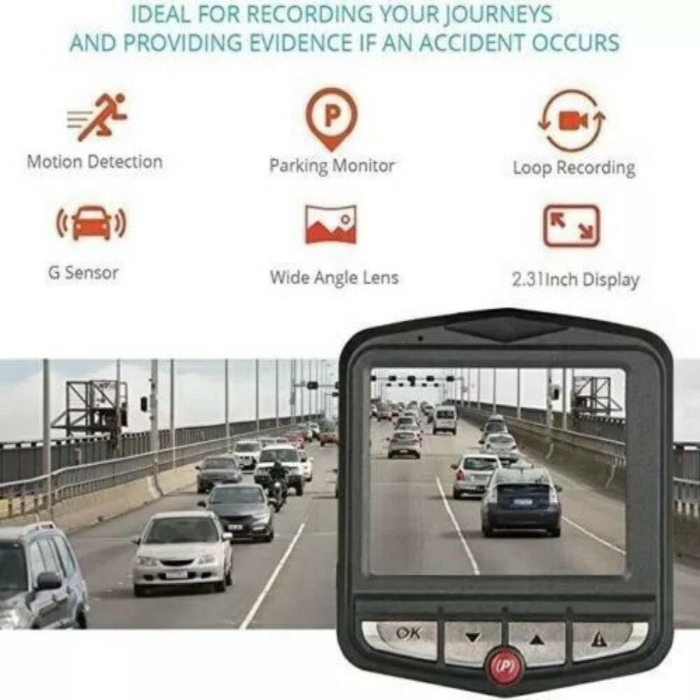 2.4 Inch Full HD 1080P Dash Cam, Car DVR Front or Rear Camera Night Vision G Sensor