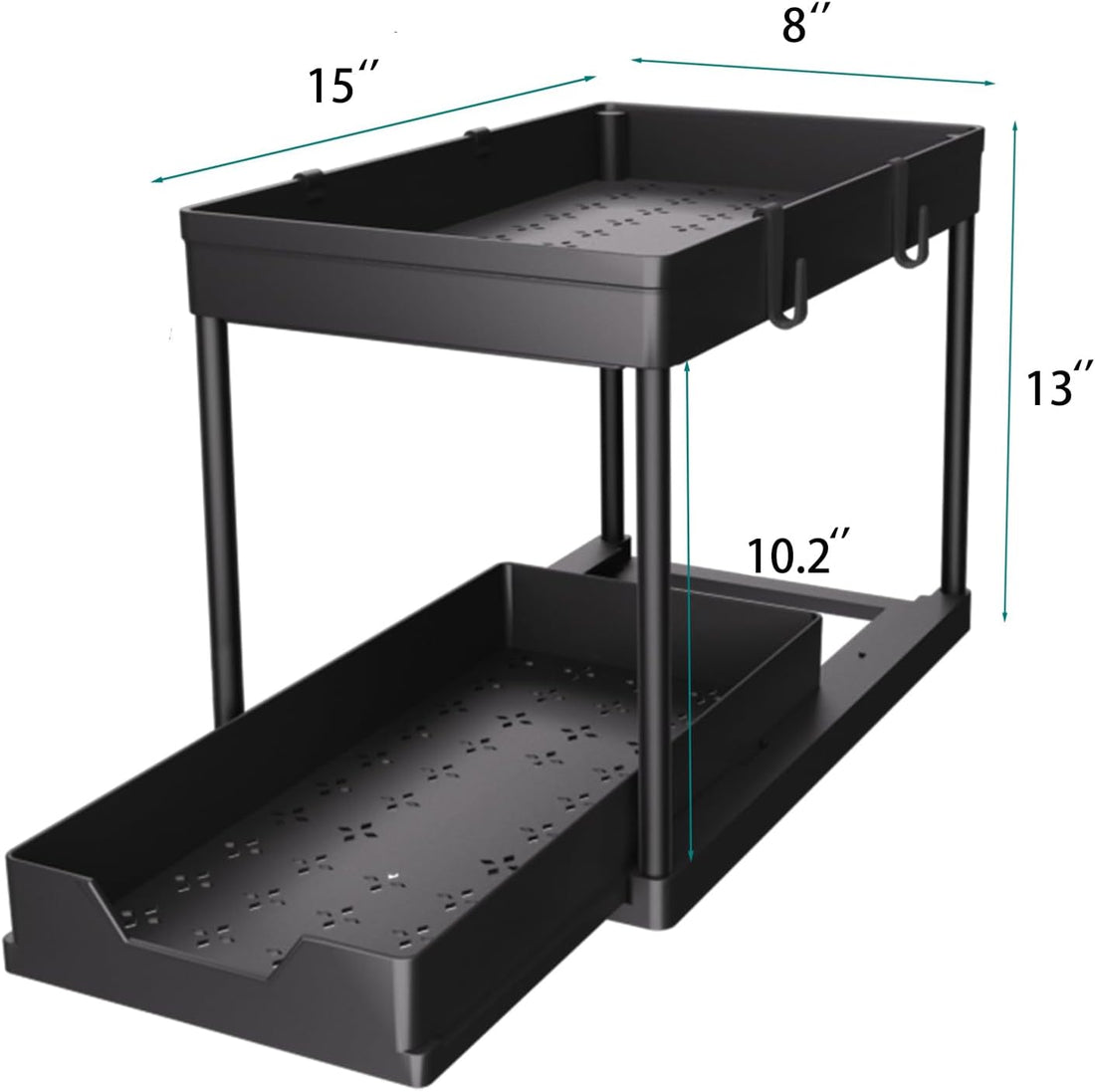 under Sink Organizer 2 Pack, Bathroom Organizers, 2 Tier Sliding Cabinet Basket Organizer Drawer, Multi-Purpose Bath Collection Baskets for Bathroom (Black)