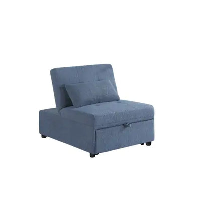 Contemporary Blue Gray Sleeper Sofa Chair Pillow Plush Tufted Seat 1pc Convertible Sofa Chair Sherpa Fabric Couch - Mohammad collection