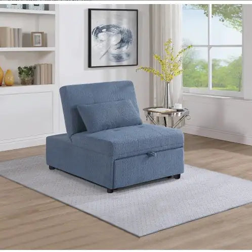 Contemporary Blue Gray Sleeper Sofa Chair Pillow Plush Tufted Seat 1pc Convertible Sofa Chair Sherpa Fabric Couch - Mohammad collection