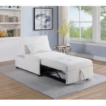 Contemporary Blue Gray Sleeper Sofa Chair Pillow Plush Tufted Seat 1pc Convertible Sofa Chair Sherpa Fabric Couch - Mohammad collection