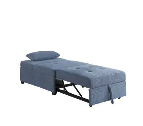 Contemporary Blue Gray Sleeper Sofa Chair Pillow Plush Tufted Seat 1pc Convertible Sofa Chair Sherpa Fabric Couch - Mohammad collection