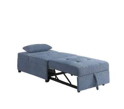 Contemporary Blue Gray Sleeper Sofa Chair Pillow Plush Tufted Seat 1pc Convertible Sofa Chair Sherpa Fabric Couch - Mohammad collection