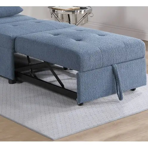 Contemporary Blue Gray Sleeper Sofa Chair Pillow Plush Tufted Seat 1pc Convertible Sofa Chair Sherpa Fabric Couch - Mohammad collection